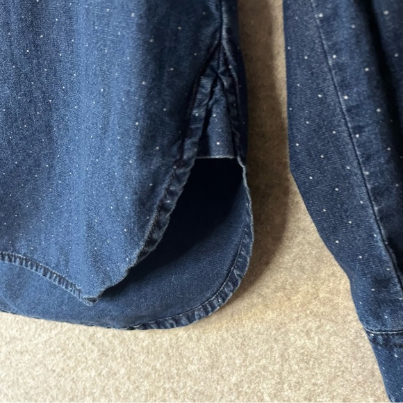 MADEWELL Chambray Denim Shirt Womens Small Blue Dot Henley Long Sleeve - Picture 4 of 8